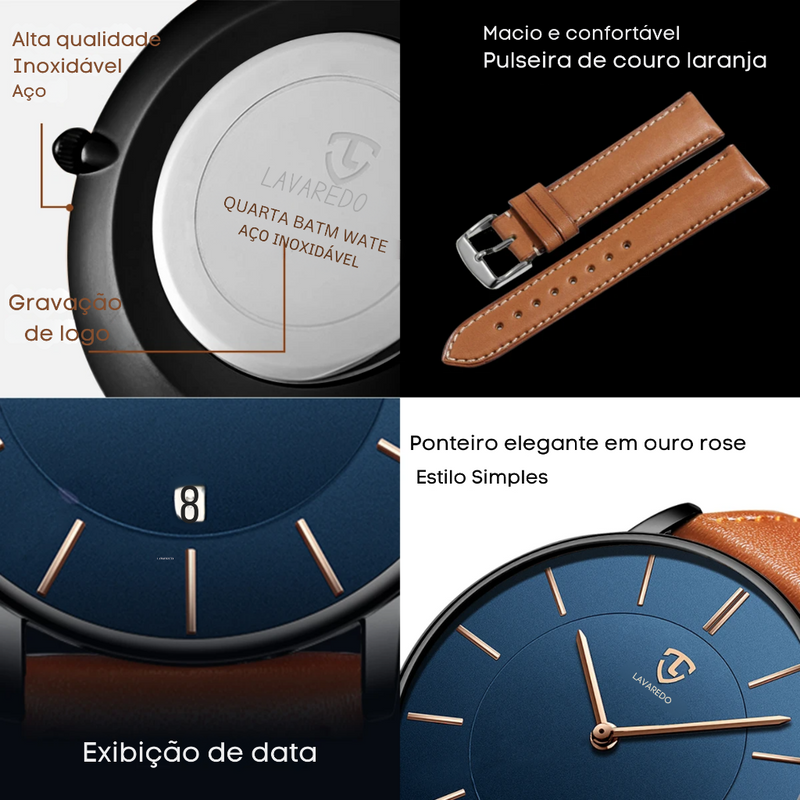 Relógio Minimalista Masculino com Pulseira de Couro – Elegância e Simplicidade no Pulso