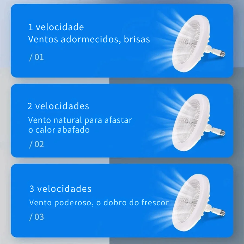 Ventilador de Teto Giratório com Controle Remoto e Lâmpada LED E27 - Conforto e Iluminação Integrados