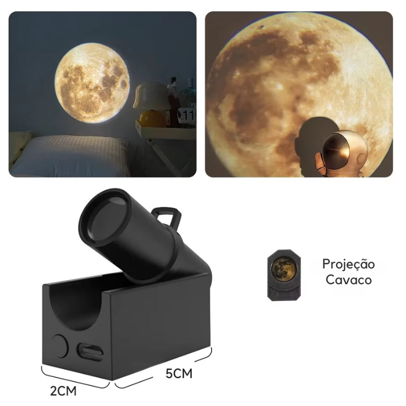 Projetor de Luz Noturna USB LED - Lâmpada Atmosférica com Projeção Planetária