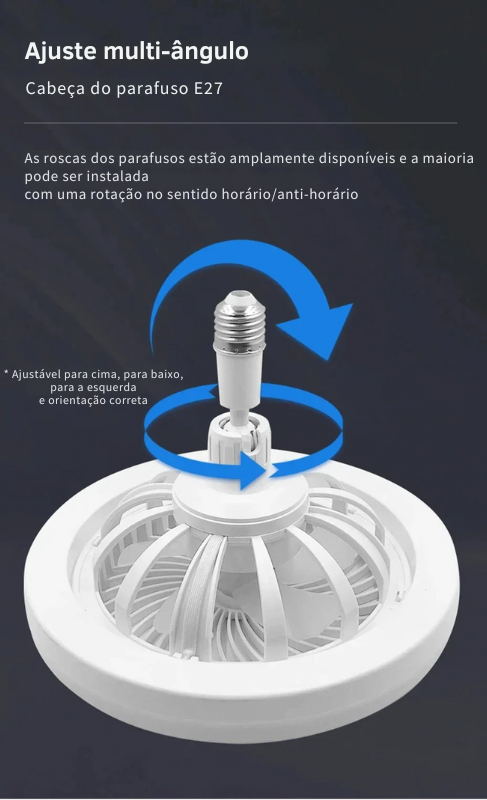 Ventilador de Teto Giratório com Controle Remoto e Lâmpada LED E27 - Conforto e Iluminação Integrados