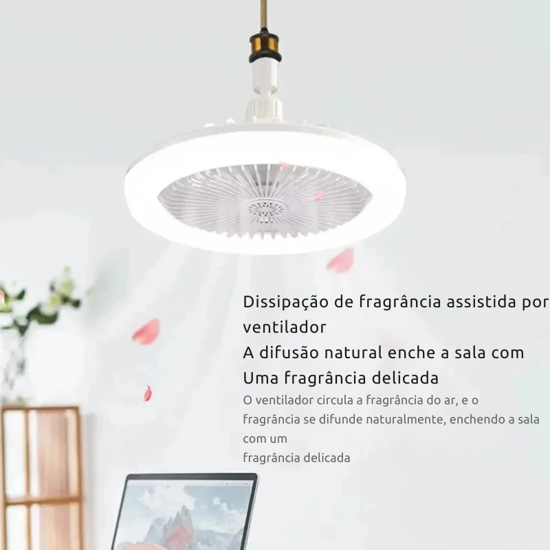 Ventilador de Teto Giratório com Controle Remoto e Lâmpada LED E27 - Conforto e Iluminação Integrados