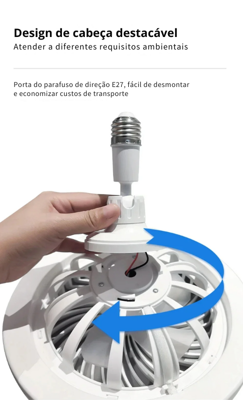 Ventilador de Teto Giratório com Controle Remoto e Lâmpada LED E27 - Conforto e Iluminação Integrados