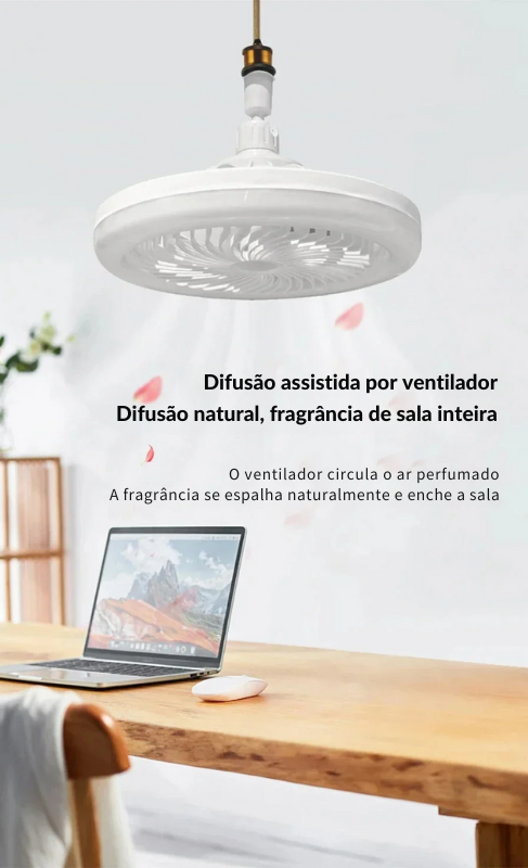 Ventilador de Teto Giratório com Controle Remoto e Lâmpada LED E27 - Conforto e Iluminação Integrados