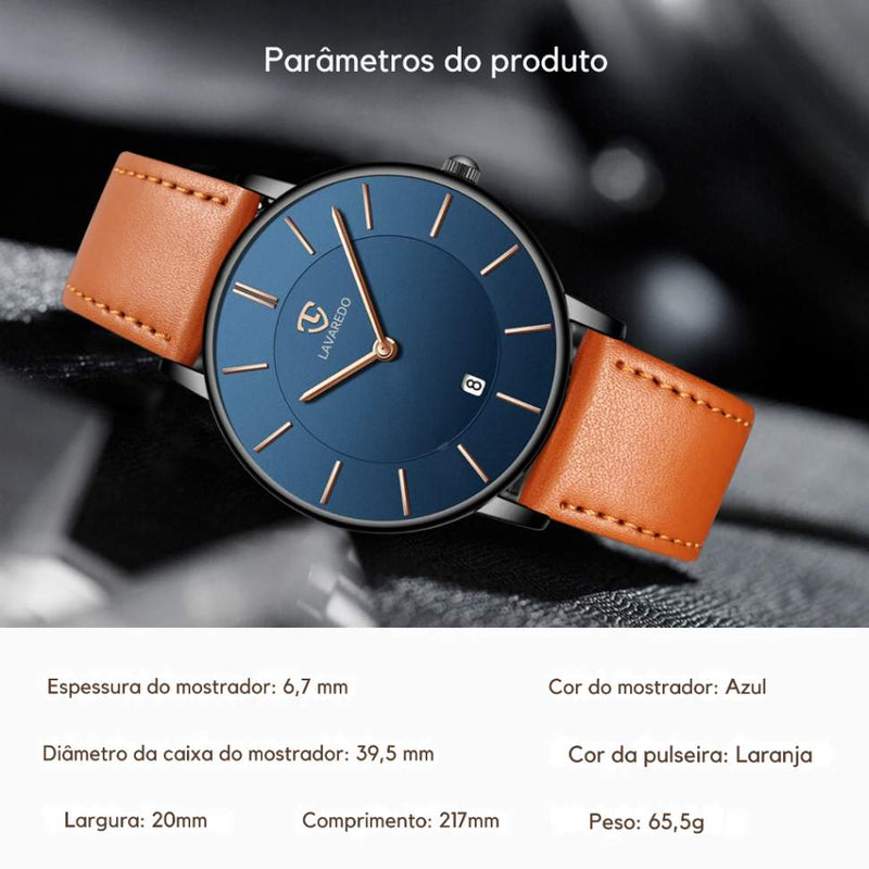 Relógio Minimalista Masculino com Pulseira de Couro – Elegância e Simplicidade no Pulso