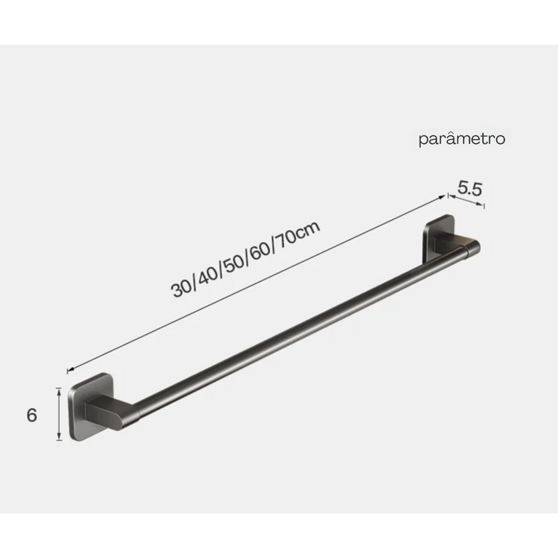 Suporte Autoadesivo para Toalha de Banho em Alumínio