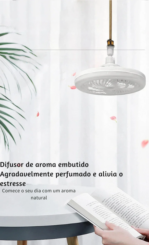 Ventilador de Teto Giratório com Controle Remoto e Lâmpada LED E27 - Conforto e Iluminação Integrados