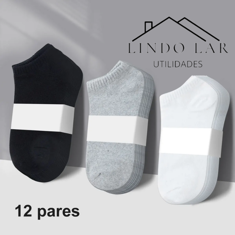 12 Pares de Meias Masculinas Premium – Estilo e Conforto em Cada Passo