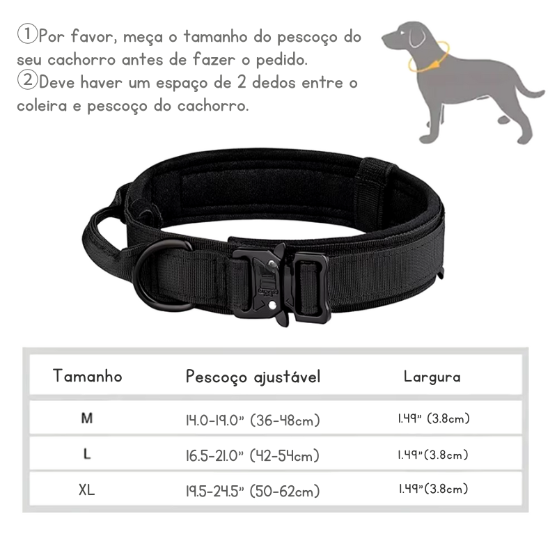 Conjunto Tático Militar para Pets, Coleira Ajustável e Trela Durável para Cães Médios e Grandes