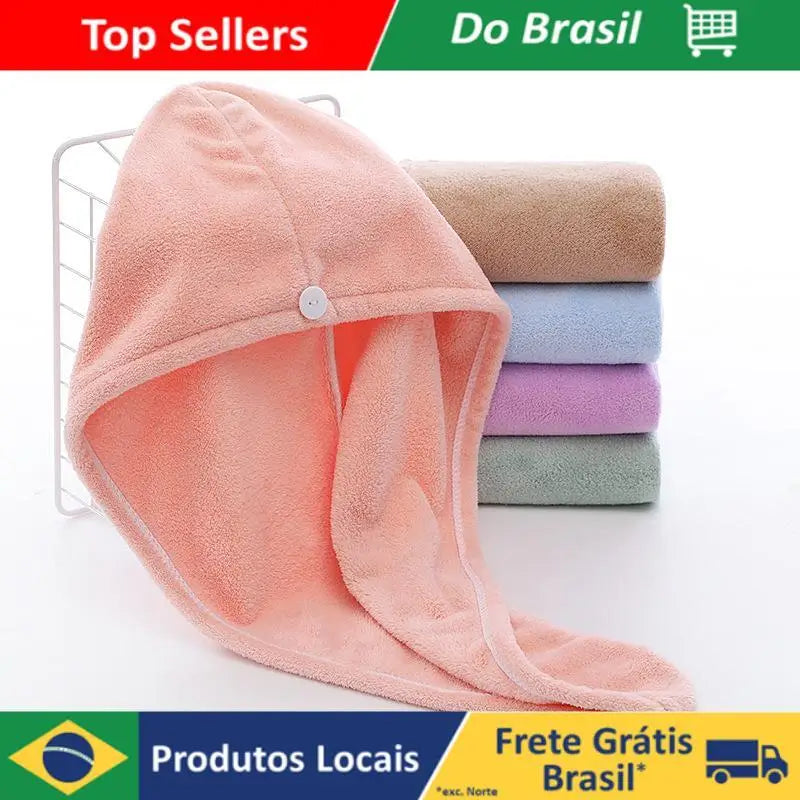 Touca Mágica Ultra-Absorvente para Secagem Rápida de Cabelos