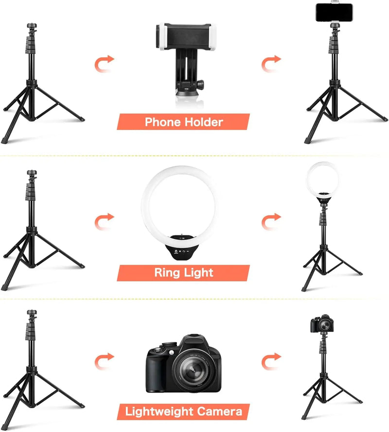 Kit Profissional Ring Light, Kit Completo, 2.1M, Tripé Universal, Controle Remoto