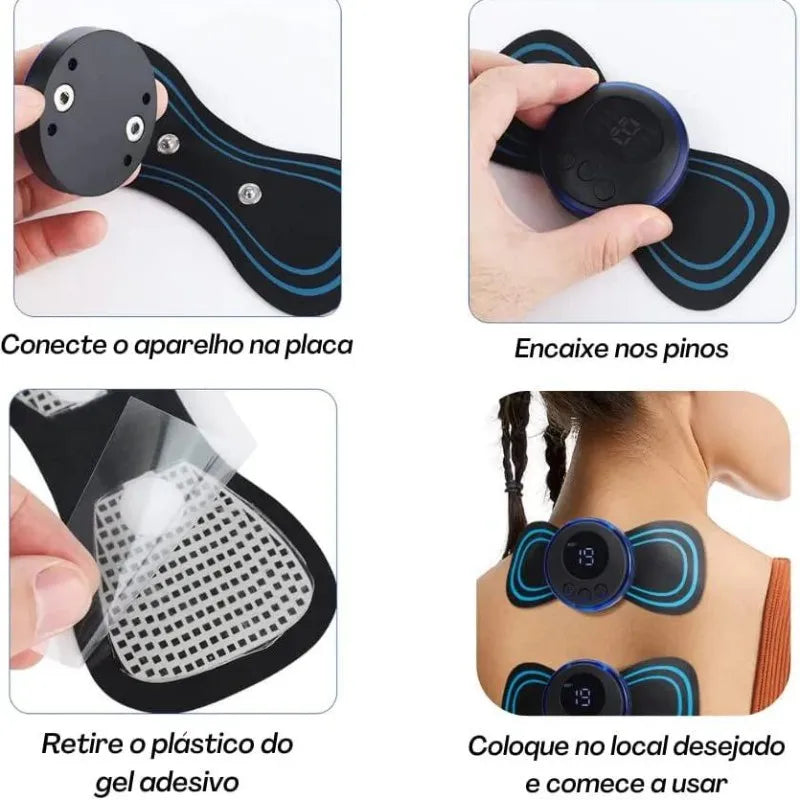 Alívio Imediato: Mini Massageador EMS - Relaxamento Elétrico para Seu Pescoço