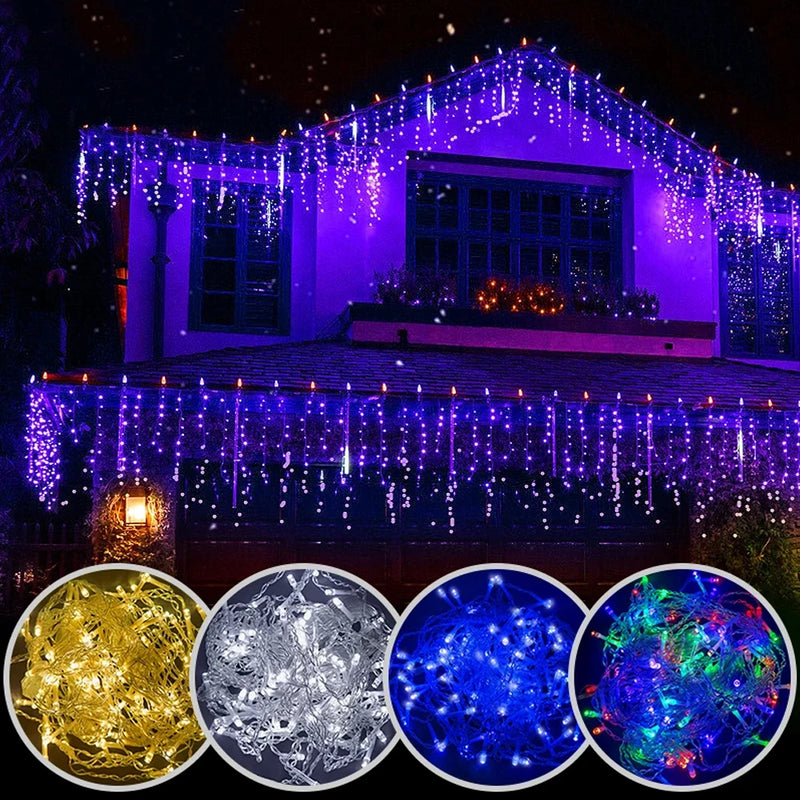 Luzes de Natal Pisca Pisca Cascata 10M 400 Leds 8 Funções Cachoeira decoraçã