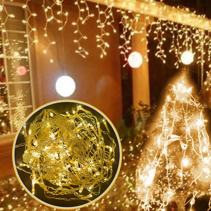 Luzes de Natal Pisca Pisca Cascata 10M 400 Leds 8 Funções Cachoeira decoraçã