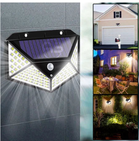 Luminária Arandela Led Com Carregador Solar e sensor de movimento 100 Led