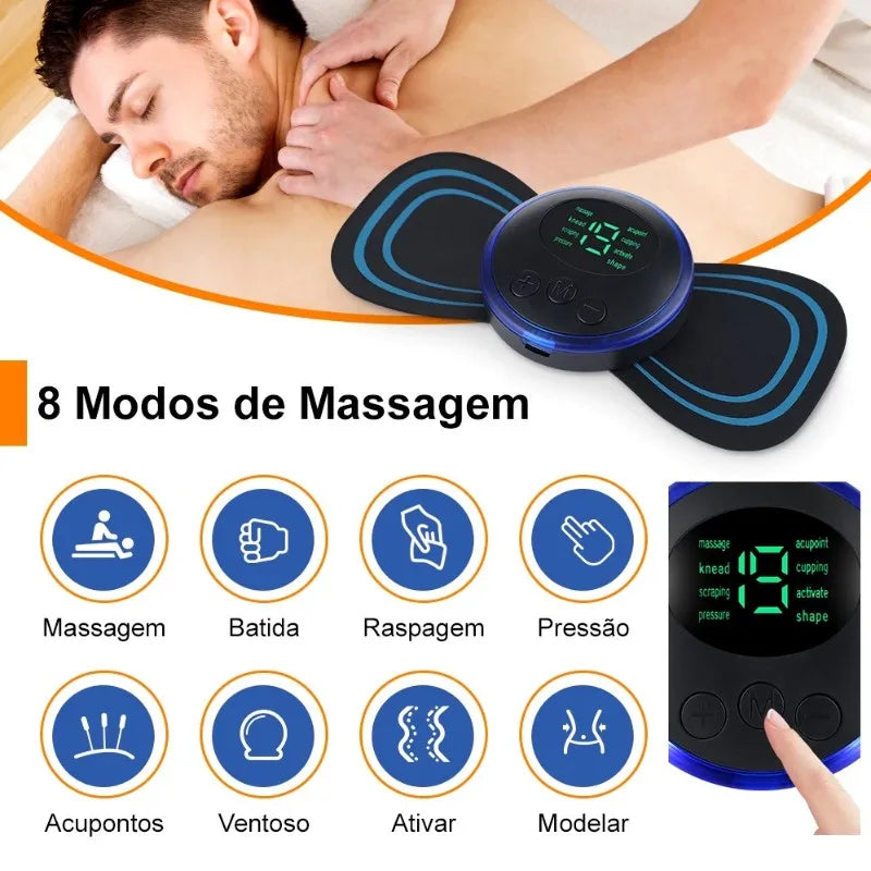 Alívio Imediato: Mini Massageador EMS - Relaxamento Elétrico para Seu Pescoço