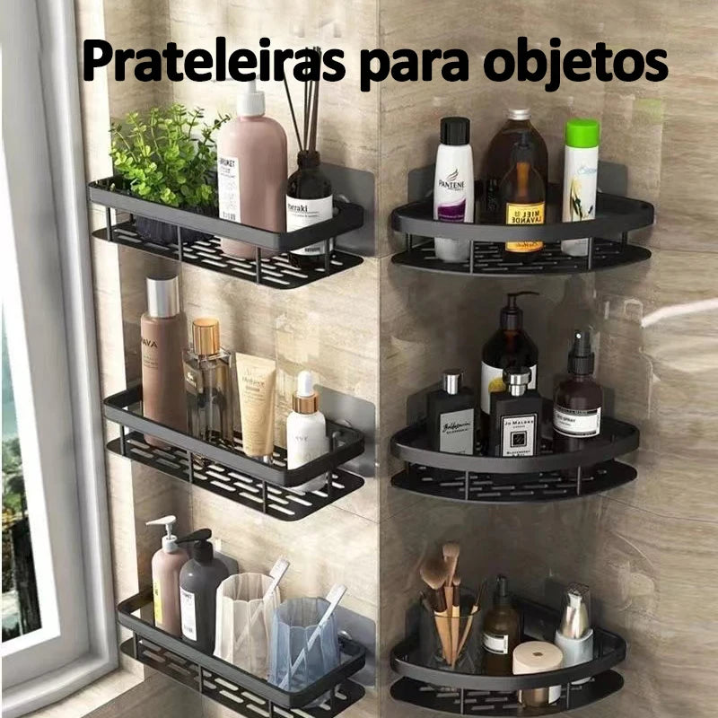 Kit de Prateleiras Premium para Banheiro - Suporte Elegante para Shampoo (2 Unidades)