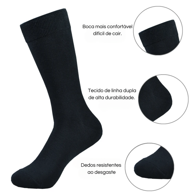 Kit 6 Pares de Meias Masculinas Pretas em Algodão – Conforto e Elegância para o Dia a Dia