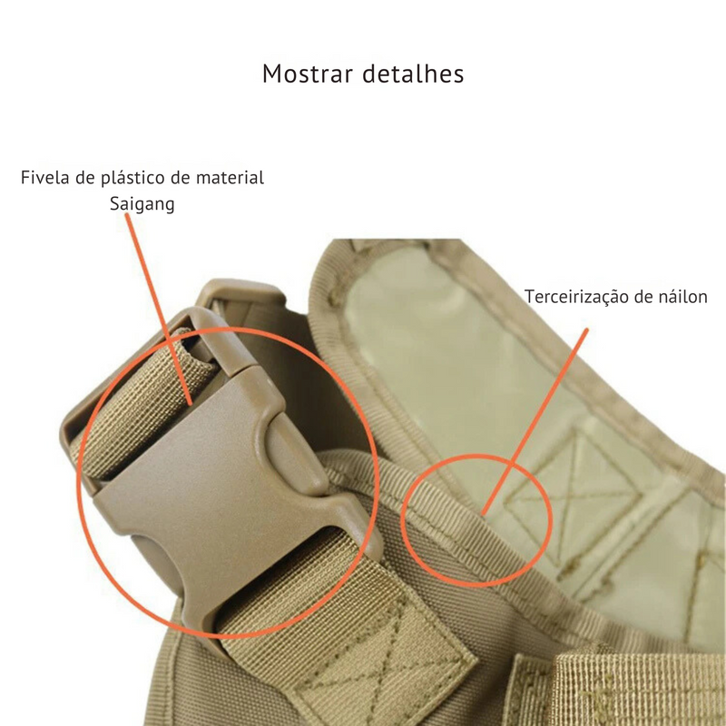 Conjunto Tático Trela e Arnês para Cães de Grande Porte - Design Militar e Resistente