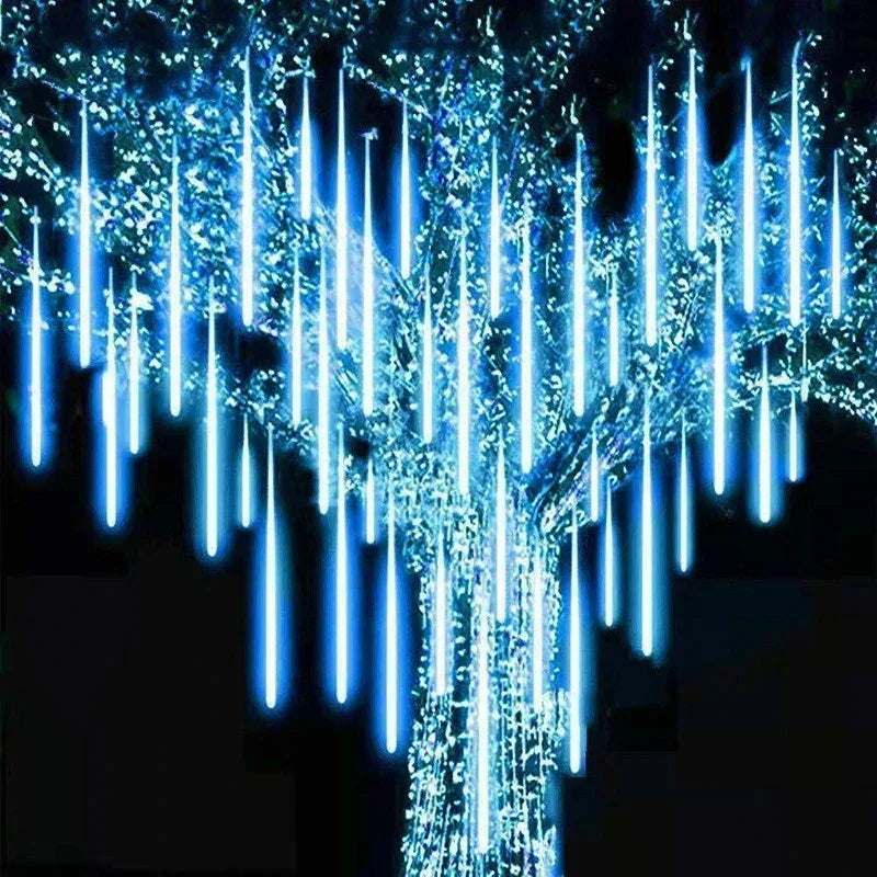 Meteor Shower Rain LED String Lights, impermeável, 8 tubo, ao ar livre, férias