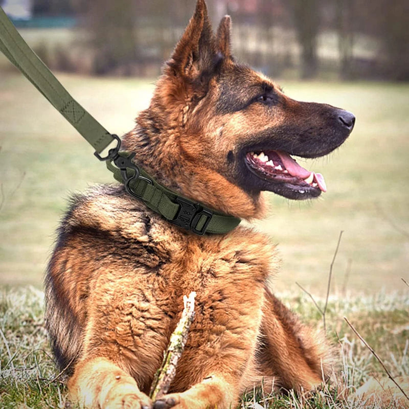 Conjunto Tático Militar para Pets, Coleira Ajustável e Trela Durável para Cães Médios e Grandes