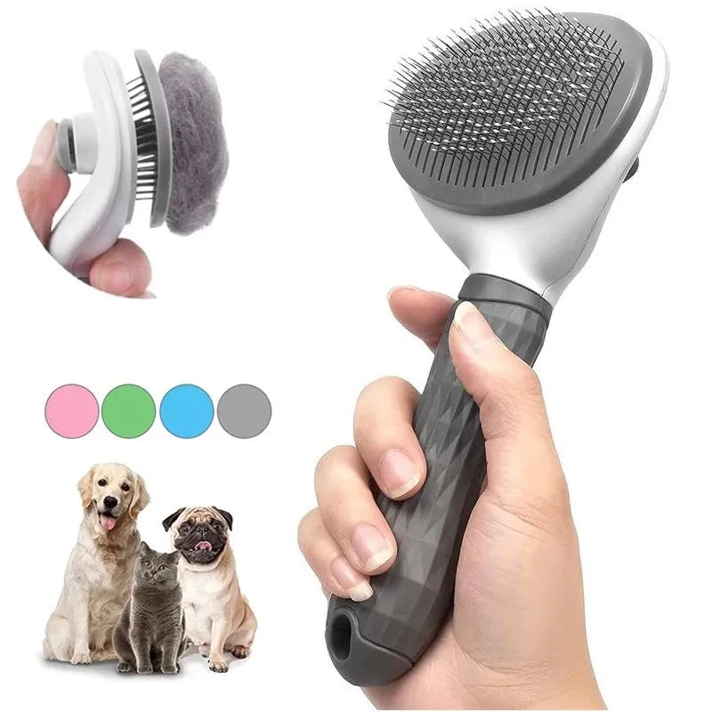 Escova Removedora de Pelos para Pets – Pente de Limpeza Automática para Cães e Gatos