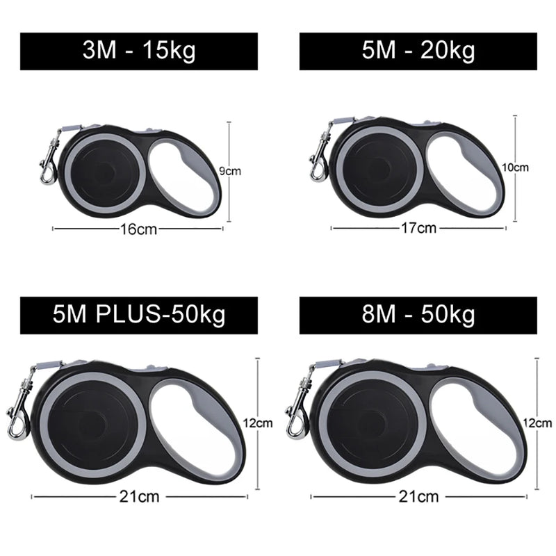 Coleira Retrátil 3m, 5m, 8m - Suporta até 50kg | Perfeita para Cachorros Pequenos e Grandes