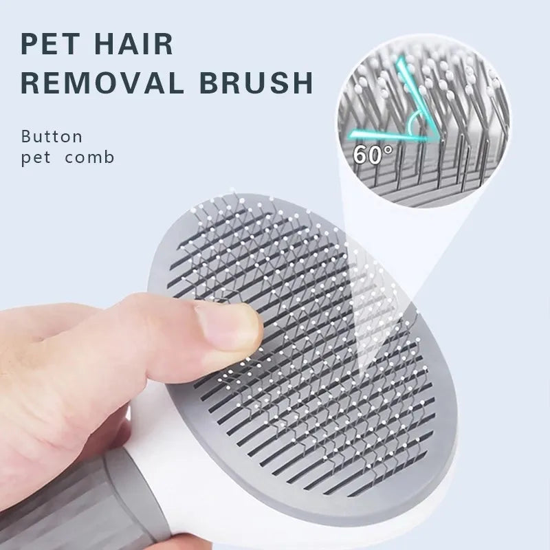 Escova Removedora de Pelos para Pets – Pente de Limpeza Automática para Cães e Gatos