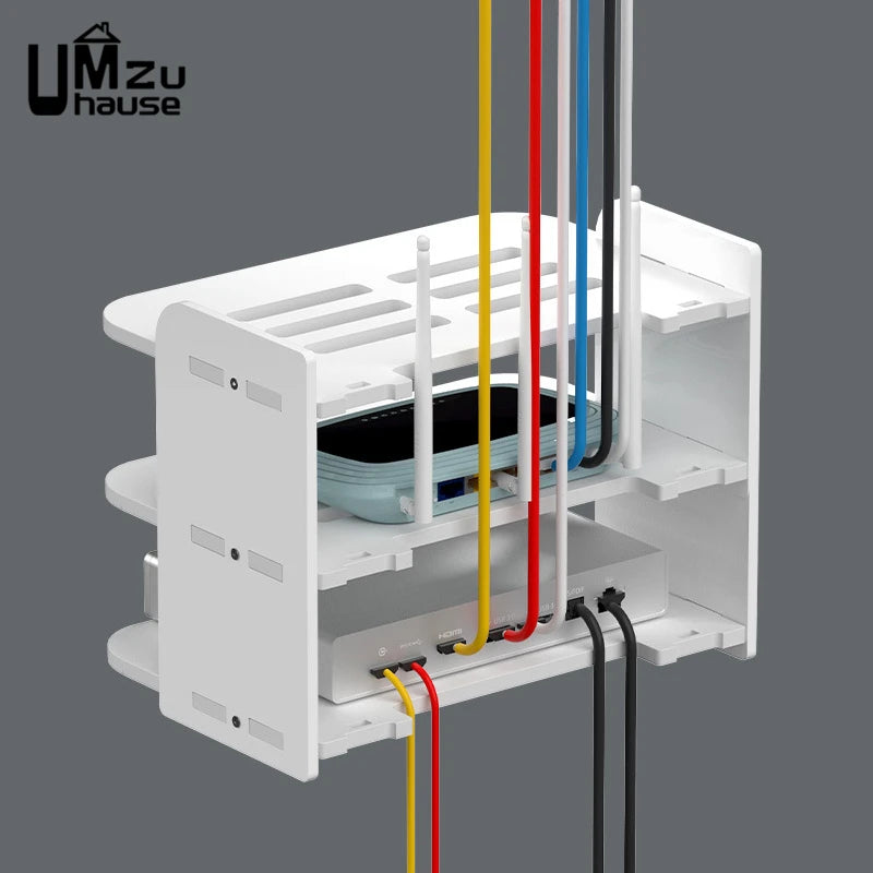 Prateleira Flutuante Multifuncional para Roteador Wi-Fi, Tomadas e Dispositivos