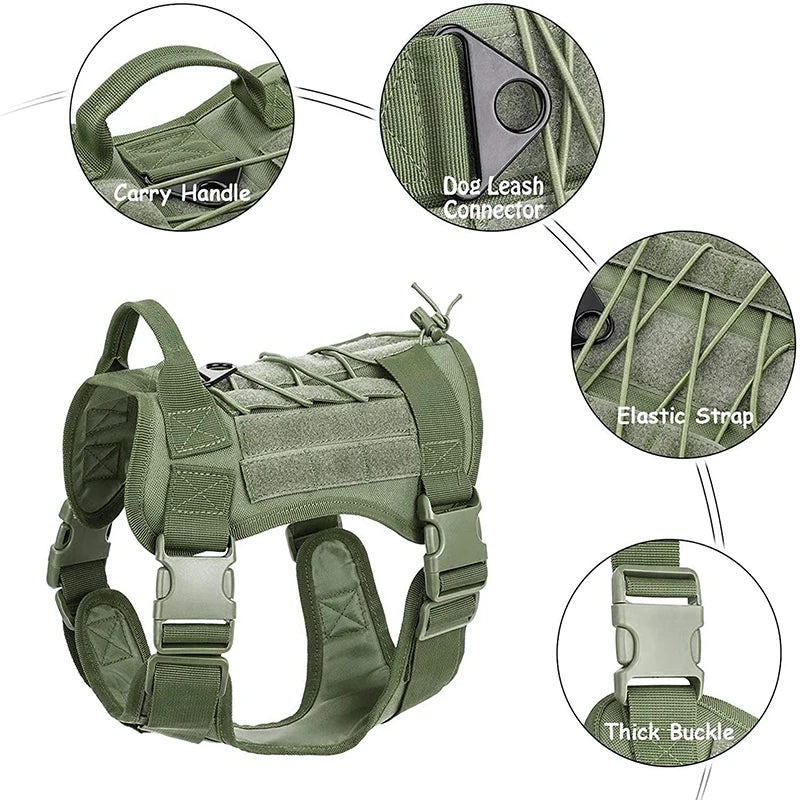 Conjunto Tático Trela e Arnês para Cães de Grande Porte - Design Militar e Resistente