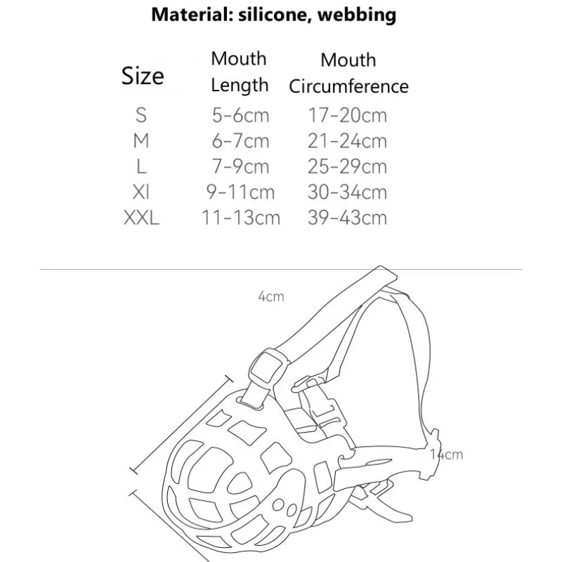 Máscara de Silicone Anti-Mordida para Cães Médios e Grandes – Proteção Segura e Confortável para o Focinho