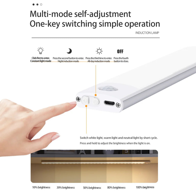 Sensor de Movimento LED USB Recarregável - Praticidade e Segurança