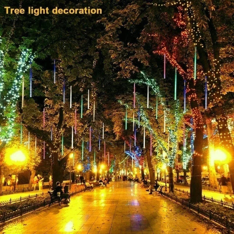 Meteor Shower Rain LED String Lights, impermeável, 8 tubo, ao ar livre, férias