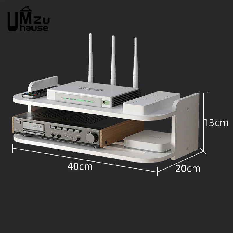 Prateleira Flutuante Multifuncional para Roteador Wi-Fi, Tomadas e Dispositivos