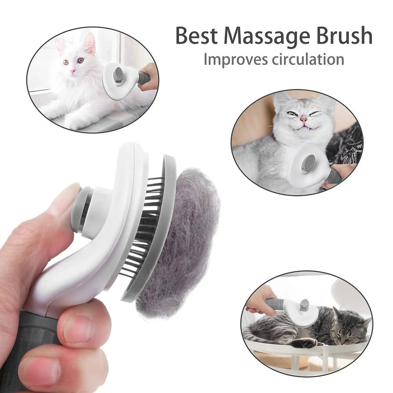 Escova Removedora de Pelos para Pets – Pente de Limpeza Automática para Cães e Gatos