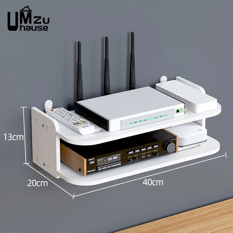 Prateleira Flutuante Multifuncional para Roteador Wi-Fi, Tomadas e Dispositivos