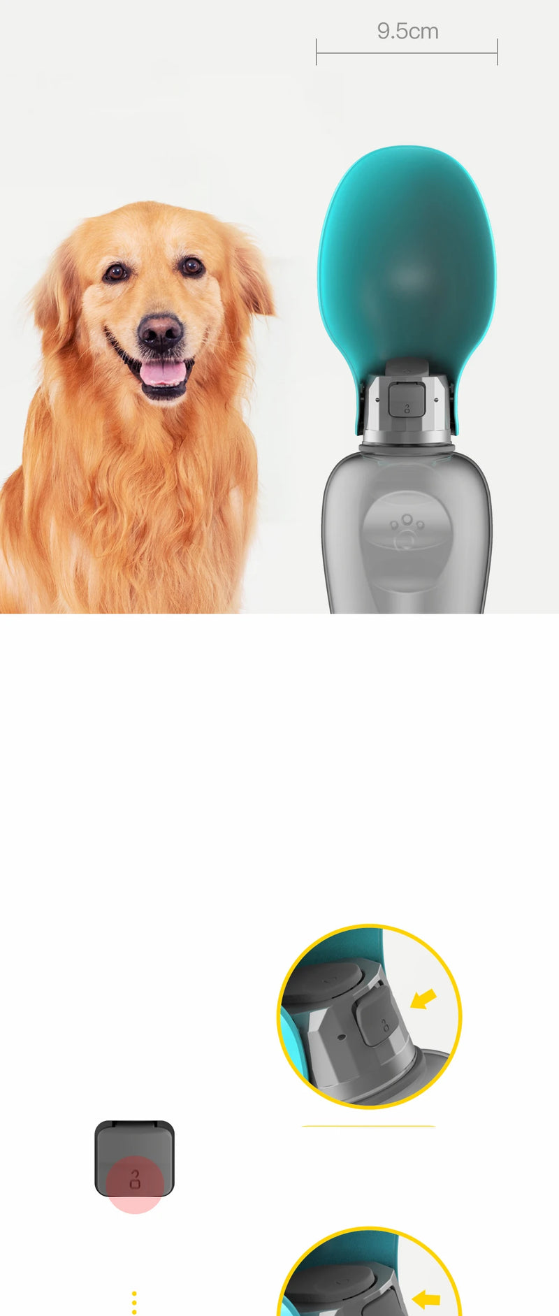 Garrafa de Água Portátil para Cães - 800ml, Ideal para Cães Pequenos, Médios e Grandes