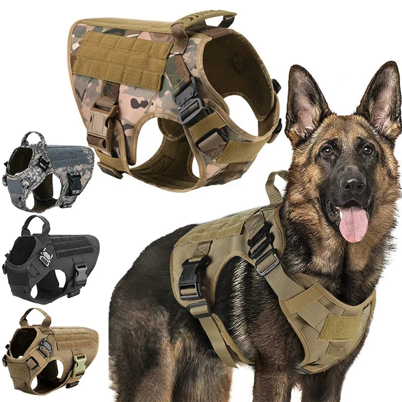 Conjunto Tático Trela e Arnês para Cães de Grande Porte - Design Militar e Resistente