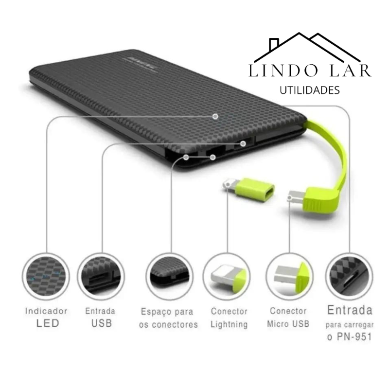 Carregador Portátil Pineng Power Bank 10.000mah