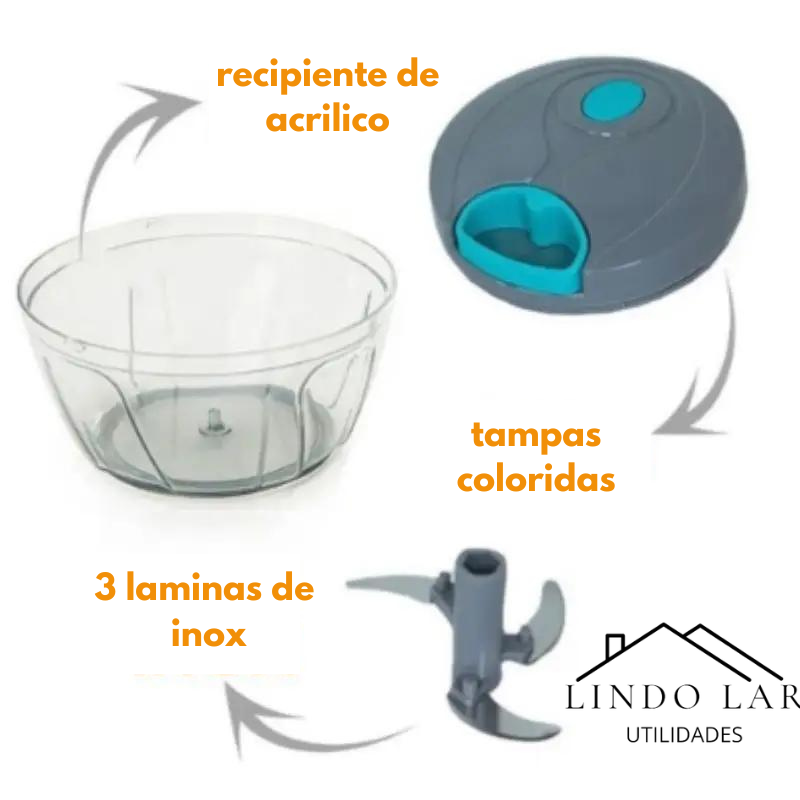 Multi Processador de Alimentos Manual Premium 3 Lâminas Inox