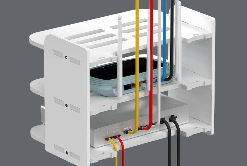 Prateleira Flutuante Multifuncional para Roteador Wi-Fi, Tomadas e Dispositivos