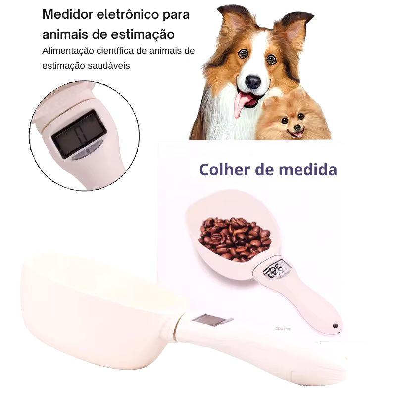 Colher de Medição Eletrônica para Pet Food - Balança Digital para Alimentação Precisa do Seu Pet!