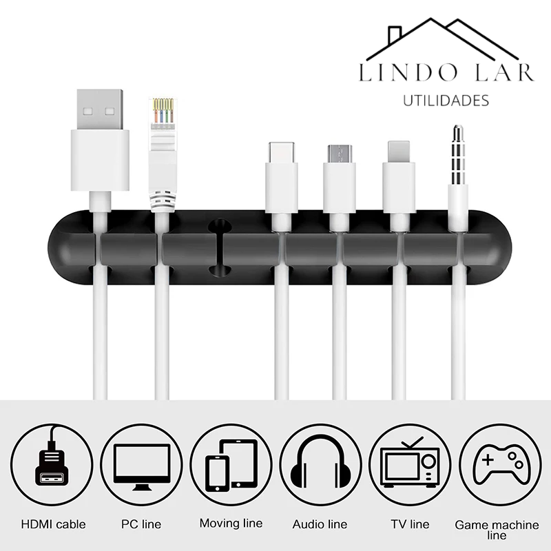 Organizador de Cabos Autoadesivo – Suporte para Carregador USB e Fios