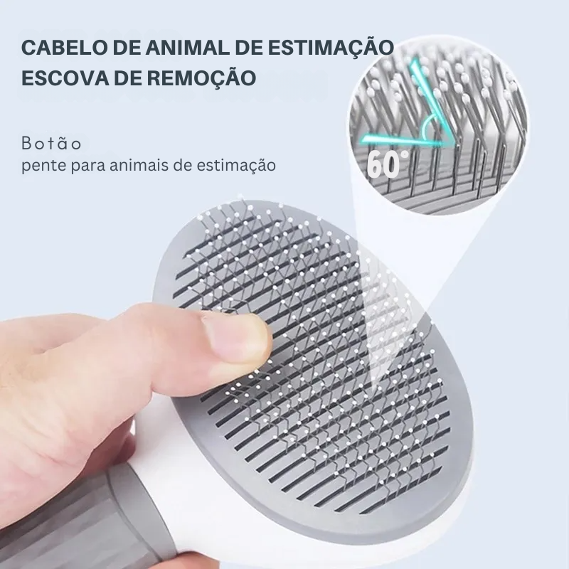 Escova Removedora de Pelos para Pets – Pente de Limpeza Automática para Cães e Gatos