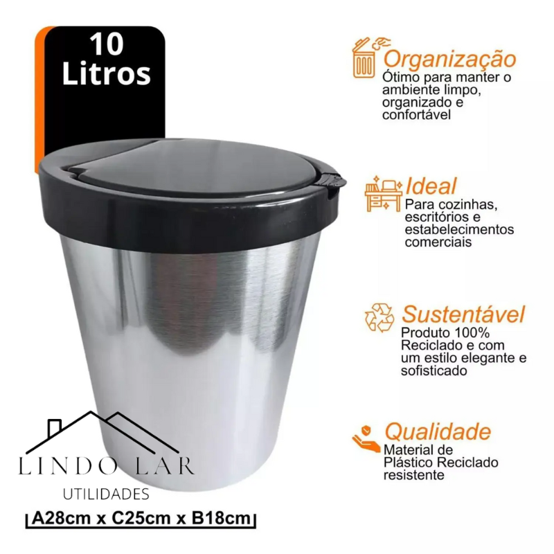 Lixeira Multiuso com Tampa – Ideal para Cozinha, Banheiro, Escritório e Mais